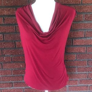 Saks Fifth Avenue Red Cowl Neck Sleeveless Top